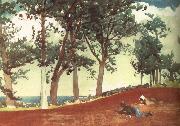 Winslow Homer Houses and trees painting